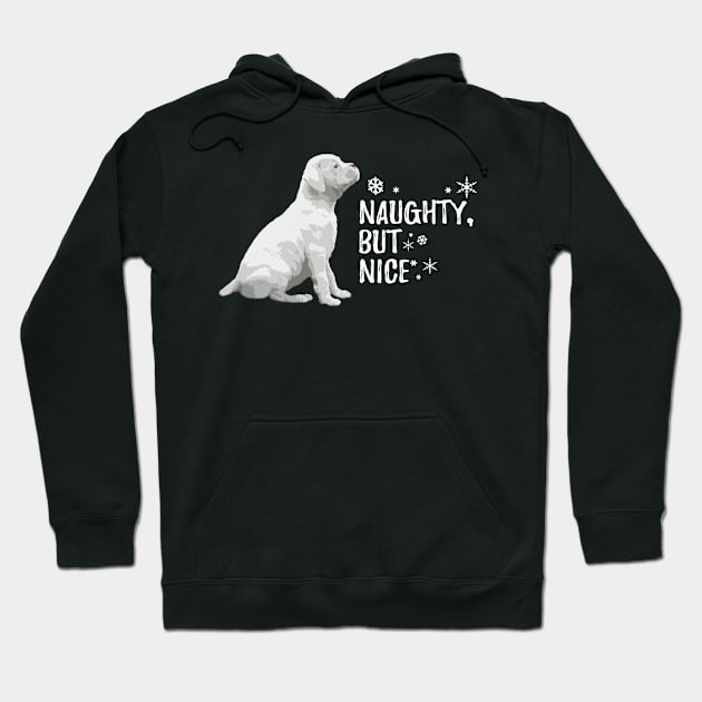 Naughty but Nice Christmas, White Boxer Dog Hoodie by 3QuartersToday
